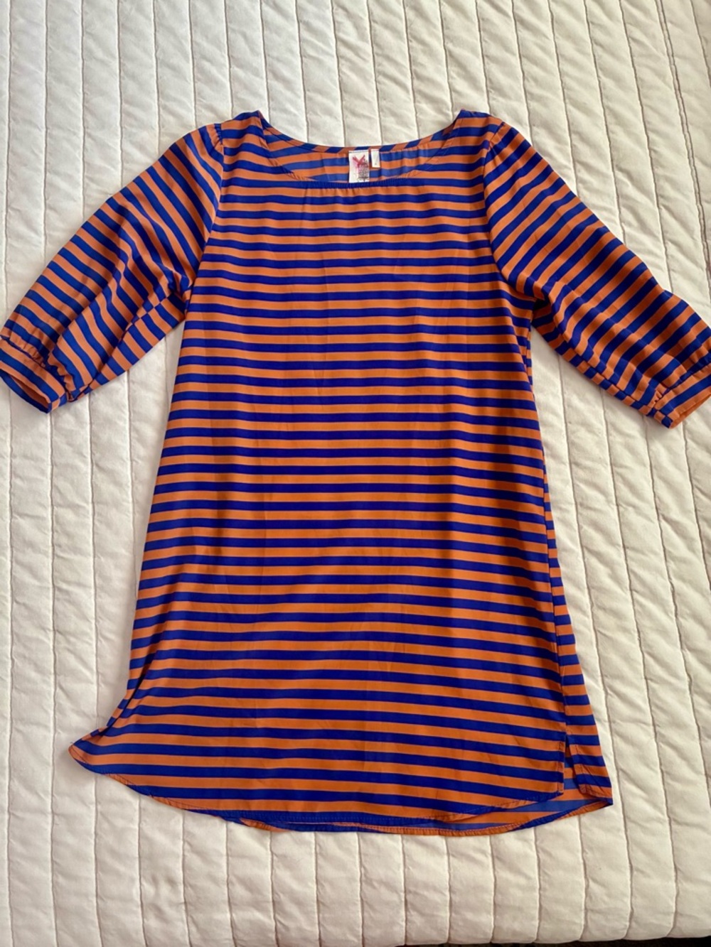 Anthropologie Blue & Orange Striped Shift Dress